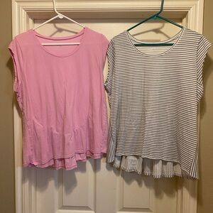 LOFT Pink and White Short Sleeve Tees